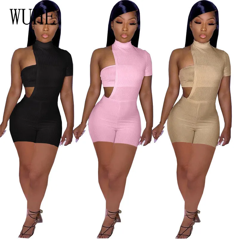

KEXU Casual Outfits Asymmetric Breast Wrap Short Sleeve Hollow Out O Neck Top and Skinny Pants Casual Party Women Two Piece