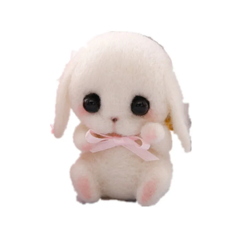 

1 PCS Wool Felt DIY Craft Cute Rabbit Animal Bag Accessories pendant Handmade DIY Material Package Felt Craft Kits For Needle