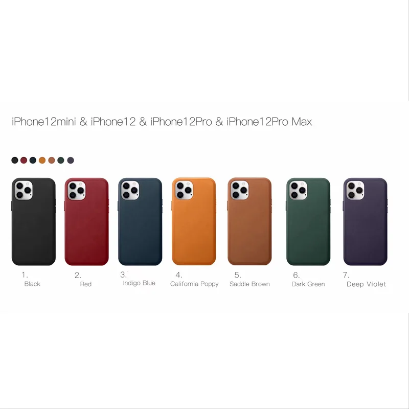 Funda magn&eacute;tica de cuero Real para m&oacute;vil, carcasa completa y suave para iPhone 12 Pro Max 12Mini, 10 unidades/Original-4