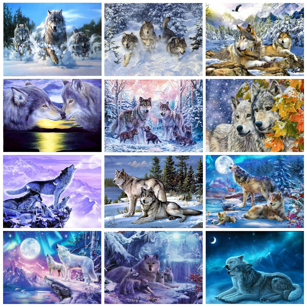 Полный квадратный круглый 5D алмазная картина Волк Вышивка крестом Алмазная