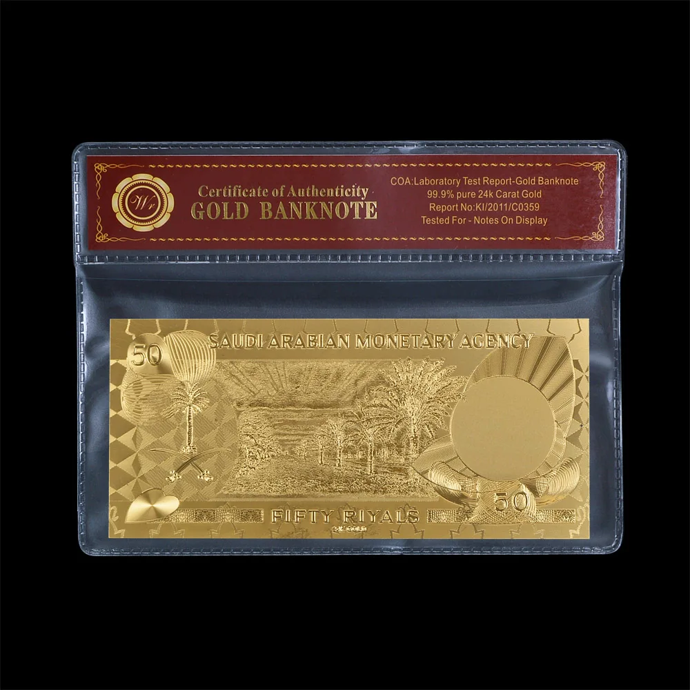 WR Prop банкноты 1966 Саудовская Аравия 50 риалов Золотая Банкнота с пластиковой