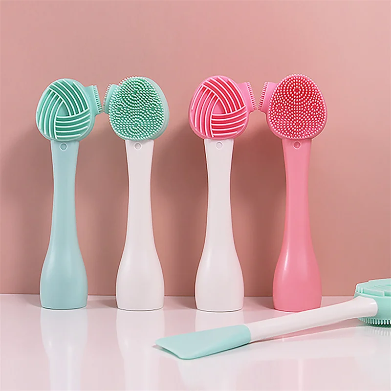 

Double Side Silicone Facial Cleanser Brush Blackhead Remover Soft Hair Face Massage Washing Brush Portable Skin Care Tool