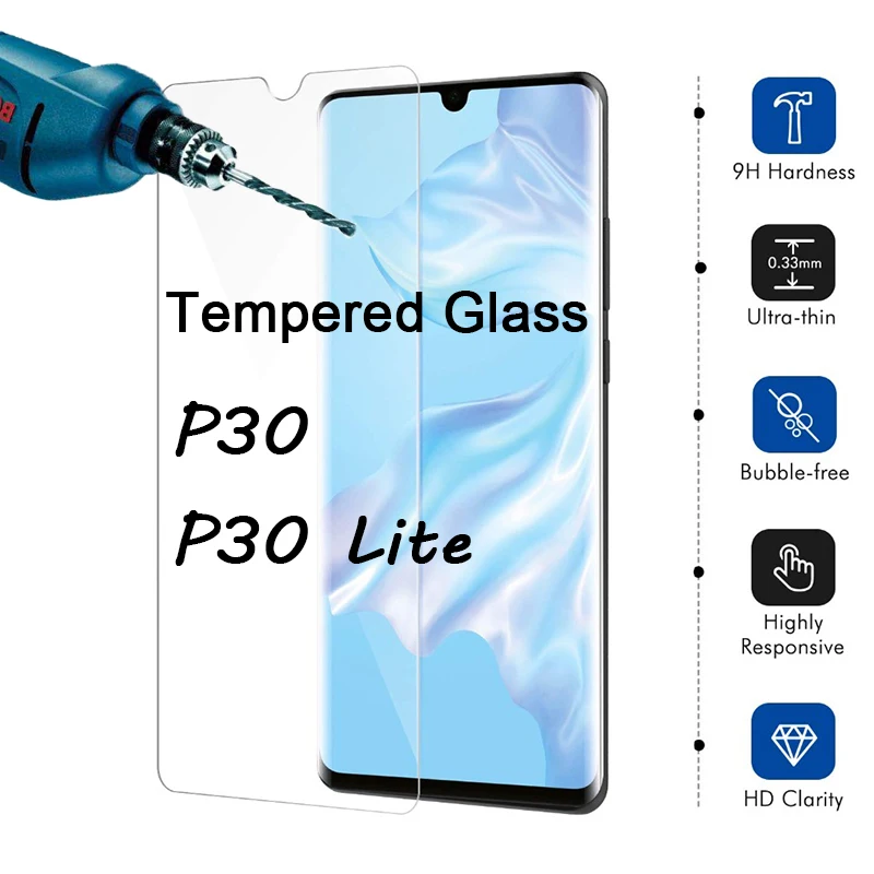Закаленное стекло для Huawei P30 Lite P30Lite Защитное P20 2018 Pro Защита экрана P Smart 2019