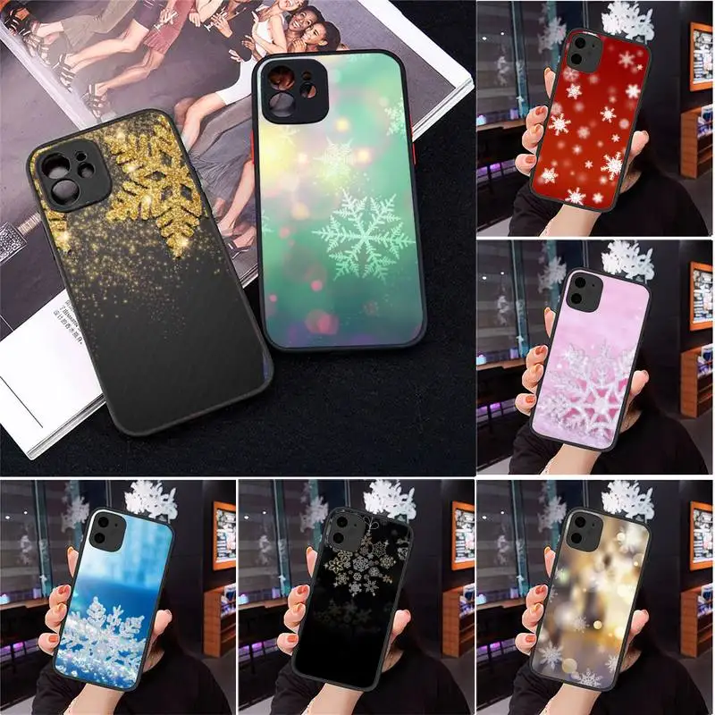 

Christmas Snow flake Phone Case Matte Transparent for iPhone 7 8 11 12 s mini pro X XS XR MAX Plus Clear mobile bag iphone 11
