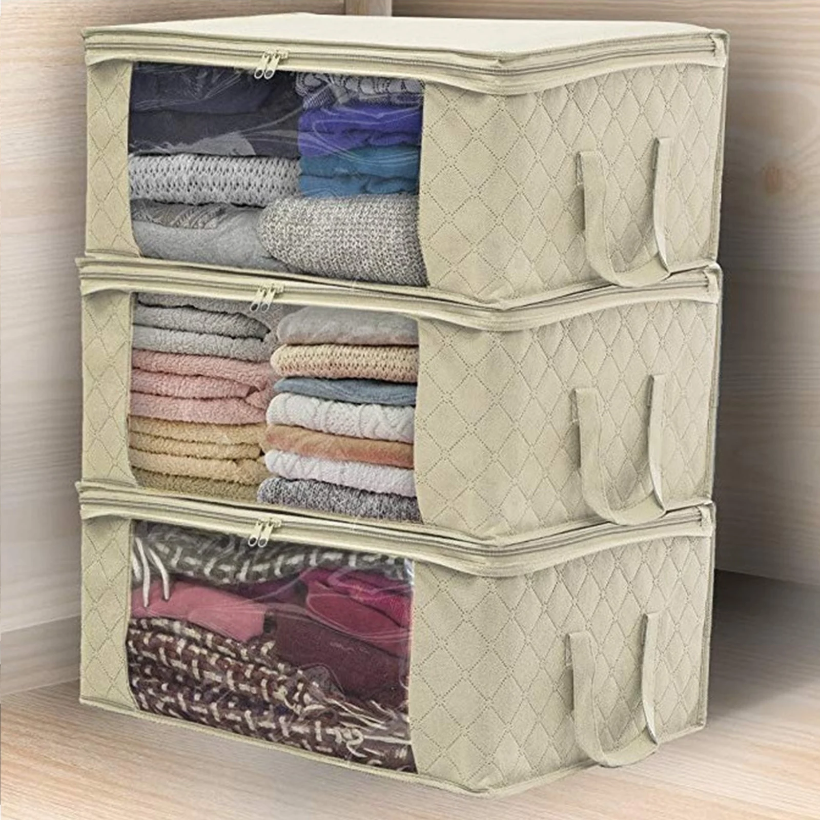 

Folding Storage Box Dirty Clothes Collecting Case Non Woven Fabric With Zipper Moisture-proof Quilt Large-capacity Storage Box
