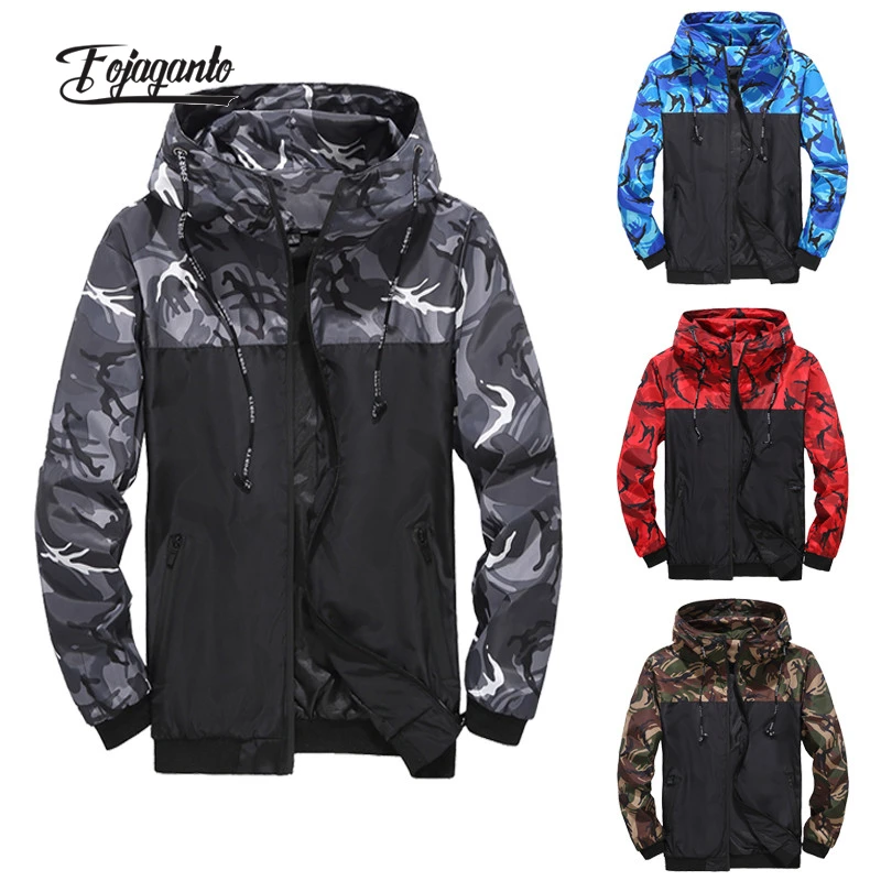 

FOJAGANTO Men's Spring Autumn New Jacket Casual Camouflage Printing Hooded Jacket Fashion Slim Fit High Quality Jacket Male