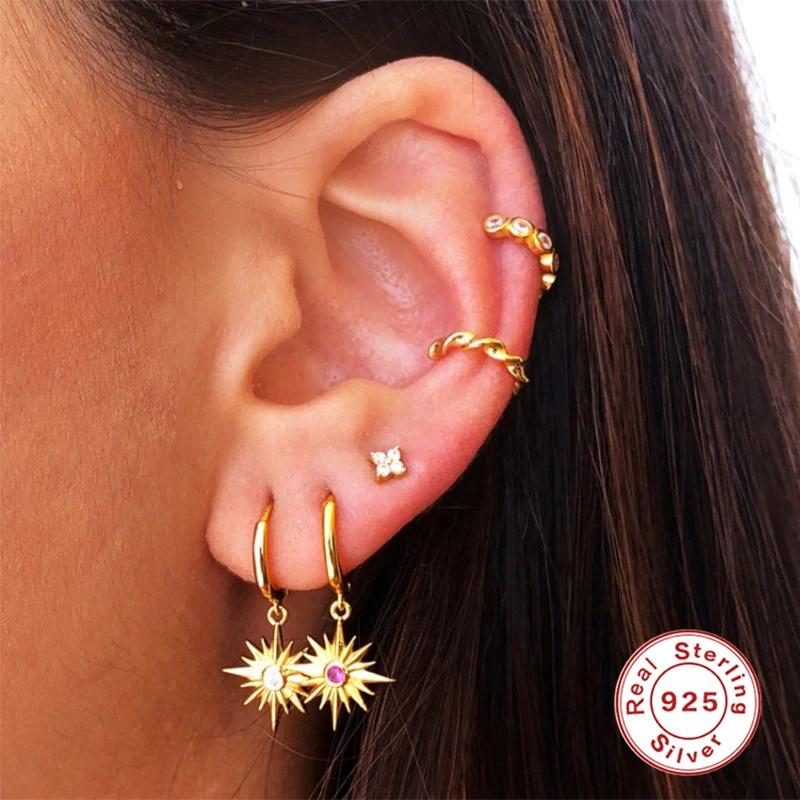 

Boako 925 Sterling Silver Hoop Earrings INS Wind Light Luxury Temperament Versatile Star Earring Pendant Korean Fine Jewelry