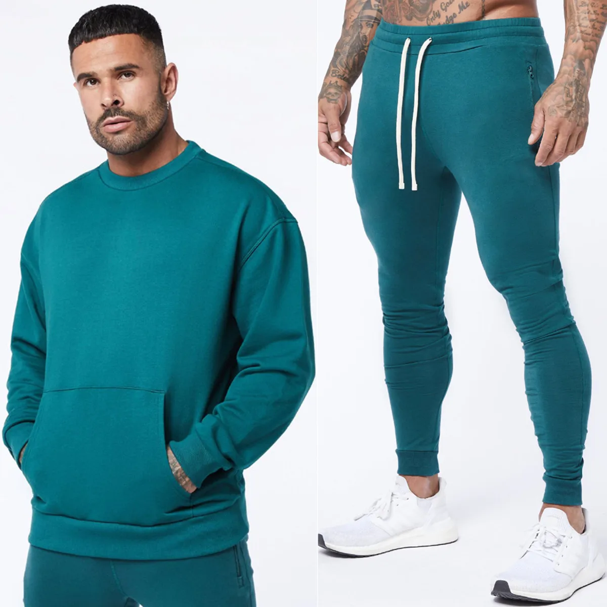 

Casual Sportswear Suit Men Cotton Hoodies Pants Sets Solid Sweatshirts Sweatpants Clothing Male Gym Fitness Running Tracksuits