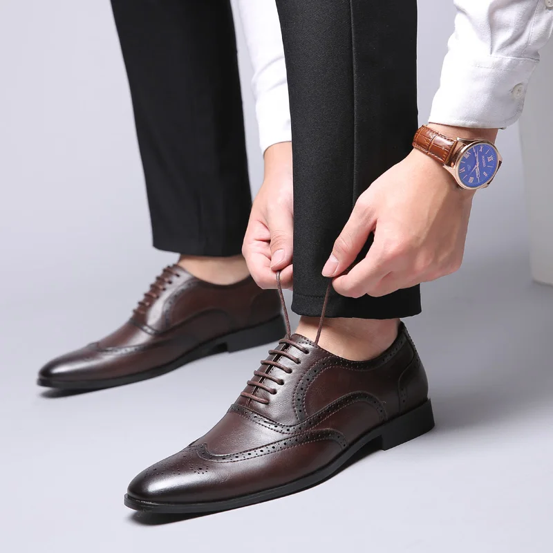 

Hot Sale 2020 Size 38-48 Men formal shoes office social designer wedding luxury elegant male dress shoes