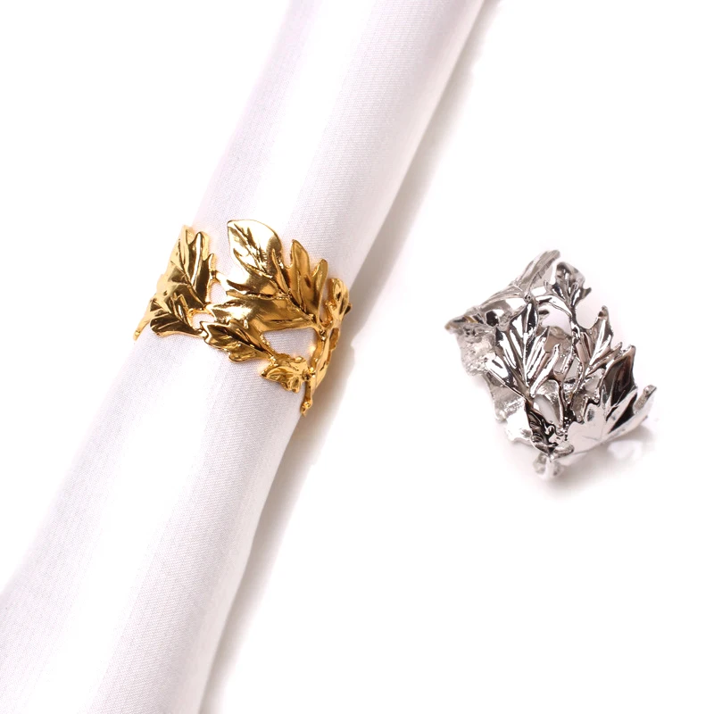 

Leaf Napkin Buckle Ring Hotel Western Table Model For Wedding Receptions Gifts Home Room Christmas Decoration Hotel Banquet