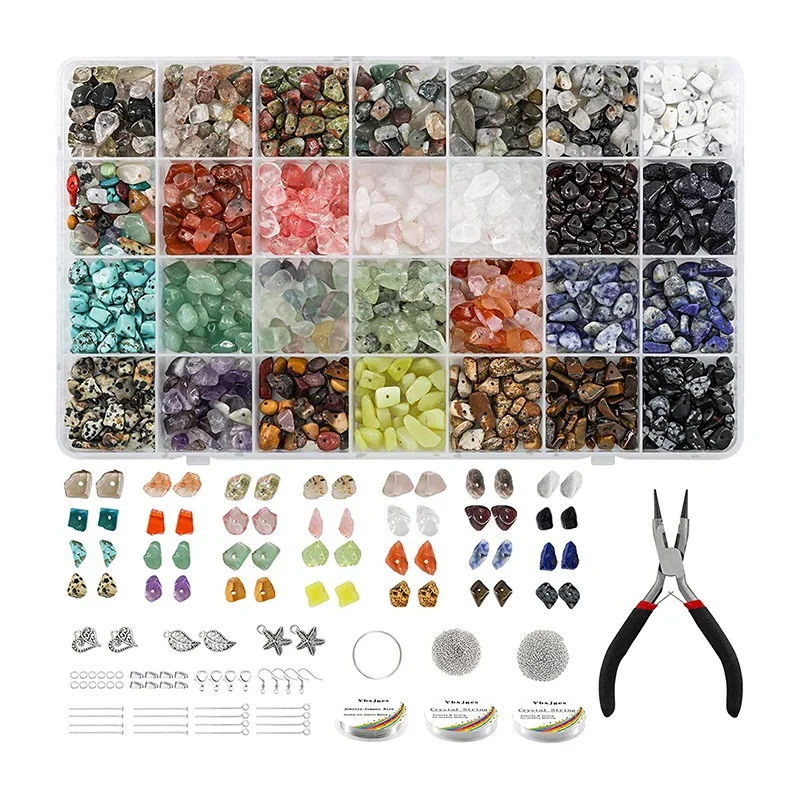 

Нерегулярные с украшением в виде кристаллов каменные бусы натурального камня, неоправленные полудрагоценные камни комплект крючки для сер...