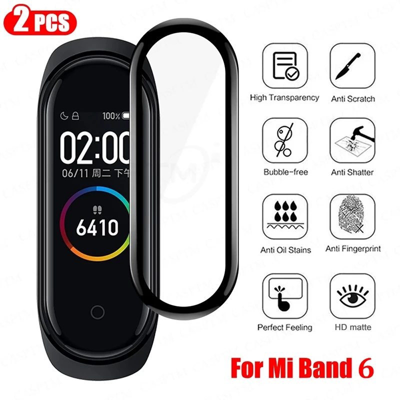 3D Protective Glass for Xiaomi mi band 6 4 5 glass film for Mi band 6 5 Smart Watchband Soft Screen Protector Film For mi band 6