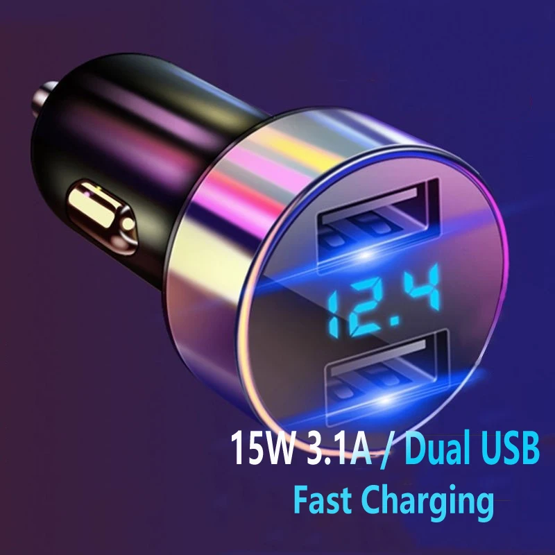 Автомобильное зарядное устройство с 2 USB портами для iPhone XR Huawei P40 P30 Lite Pro Honor 9A 9C 7A 7C