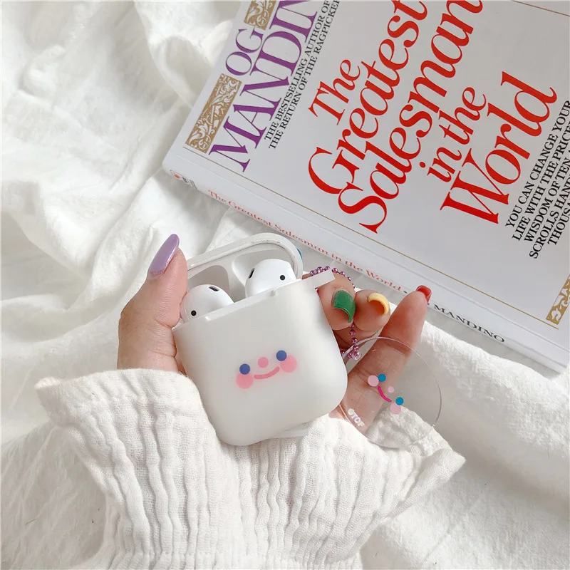 Прекрасный силиконовый чехол для наушников AirPods, мультяшный брелок для ключей, беспроводные Bluetooth наушники, прозрачный чехол для Apple AirPods 2