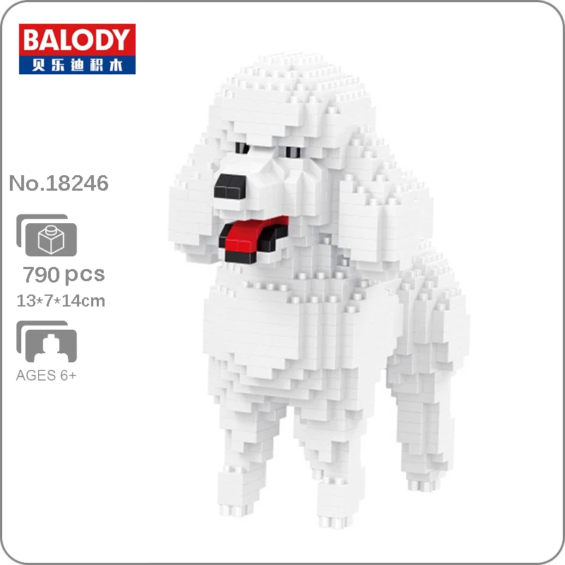 

Balody Cartoon 18246 Animal Pet White Poodle Dog 3D Model Building Blocks Set DIY Mini Diamond Bricks Toy for Boys Children Gift