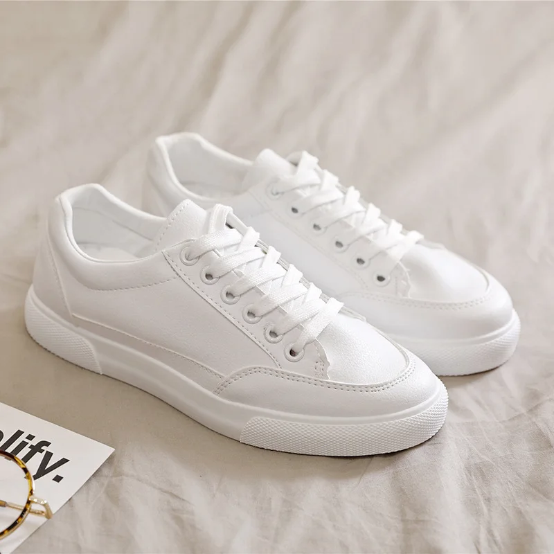 

Women's Sneakers Fashion Breathble Skateboard Shoes Pu Leather Platform Lace Up Casual White Tennis Feminino Zapatos De Mujer