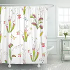 Занавеска для душа с акварельным рисунком и тропическими хищными растениями Venus Flytrap саррацения Стрекоза и цветы водонепроницаемая