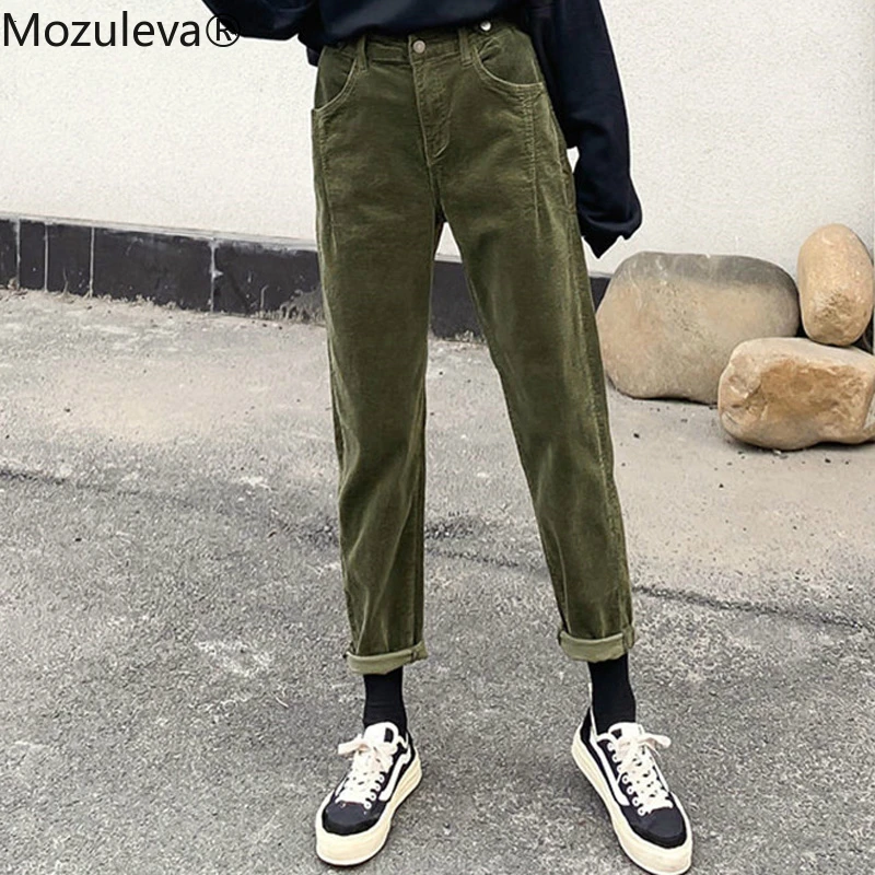 Женские вельветовые брюки Mozuleva свободные штаны-шаровары с высокой талией Модные