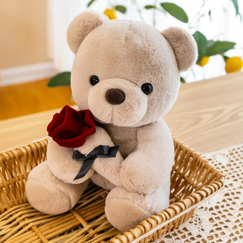 

Cute Rose Bear Wedding Doll Children Plush Stuffed Toy For Kid Birthday Gift