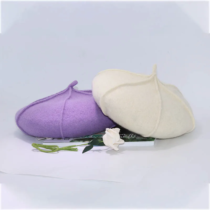 2019 Однотонная одежда из шерсти с шестигранной головкой береты коллекции