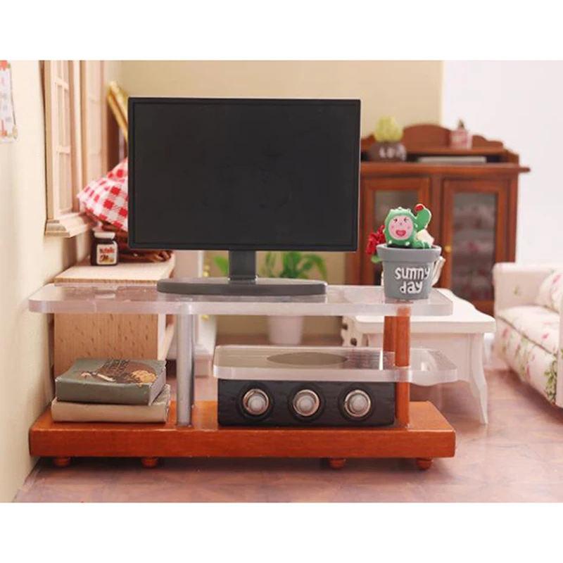 

1Pcs 1:12 Dollhouse Miniature Furniture Wooden TV Cabinet Dolls House Accessories