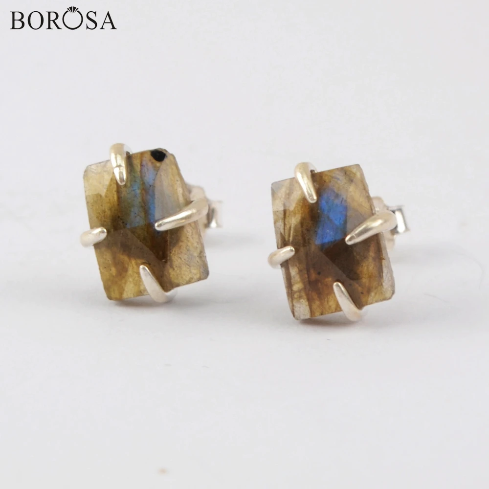 Серьги гвоздики BOROSA в виде когтей серебряного цвета серьги из искусственного