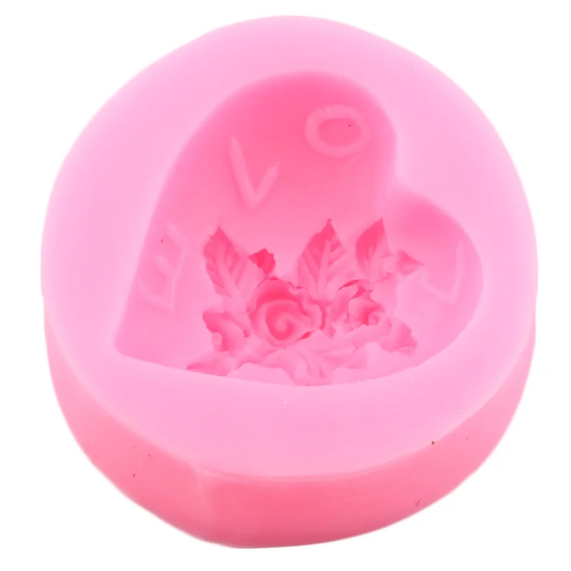 Свадебные любящее сердце Форма с объемными цветами в силиконовые формы торт
