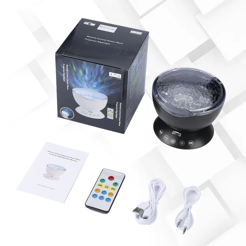 

Galaxy Starry Sky Projector Led Night Light With Music Child Bedside Lamp USB Remote Control Ocean Watermark Creative Gift