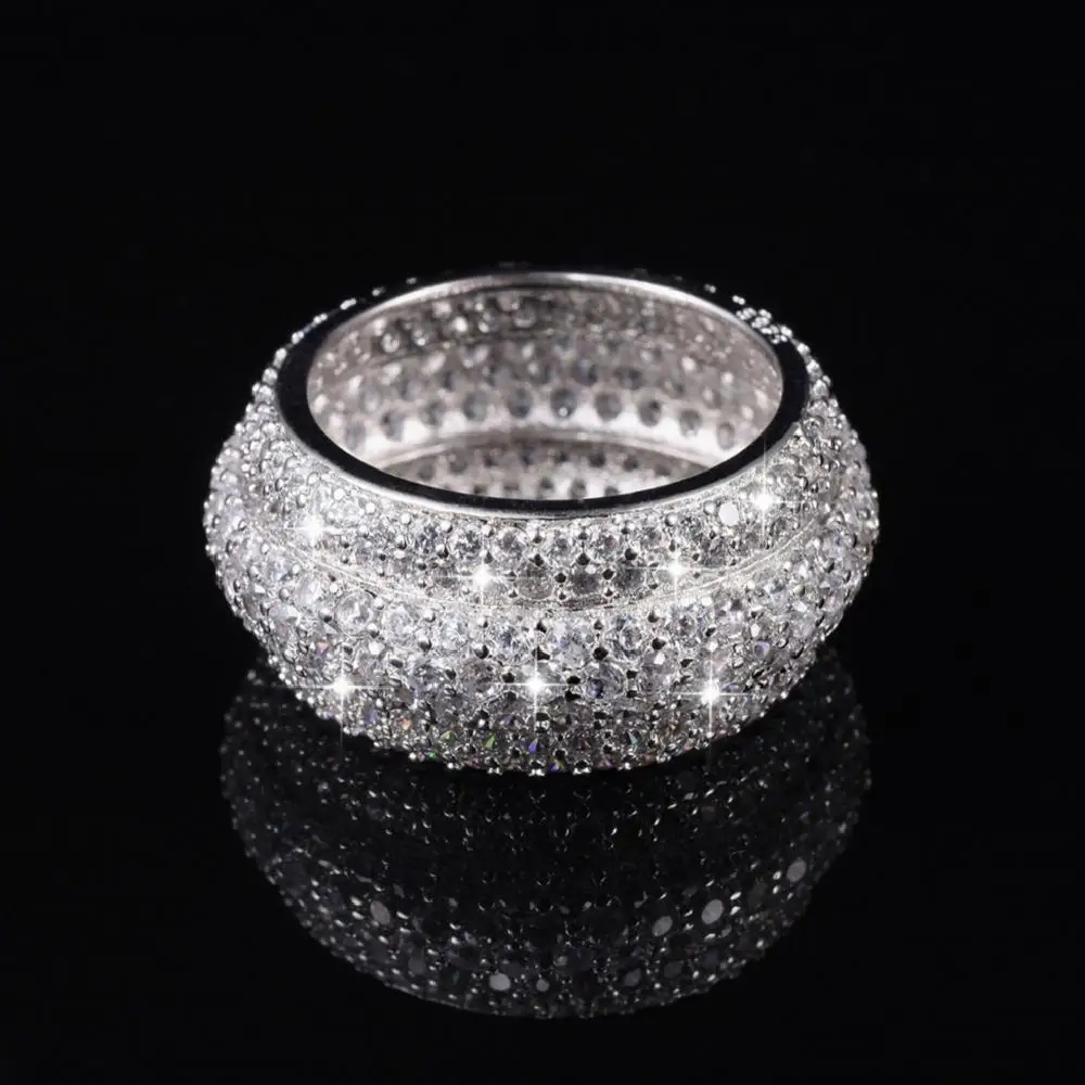 

Luxury Pave 360PCS Simulated Diamond painting full Rings For Women Lady's 925 Sterling Silver Wedding ring Jewelry Girl gift