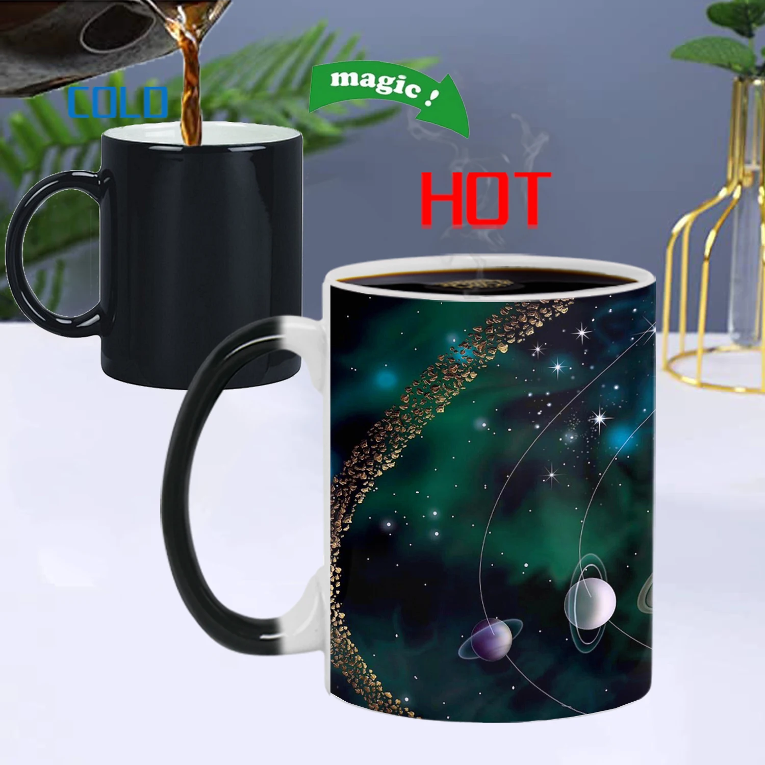 

Креативная керамическая чашка с планетами и солнечным светом, чашка для чая и кофе для офиса, завтрака, коровы, молока, чая, кружка для термор...