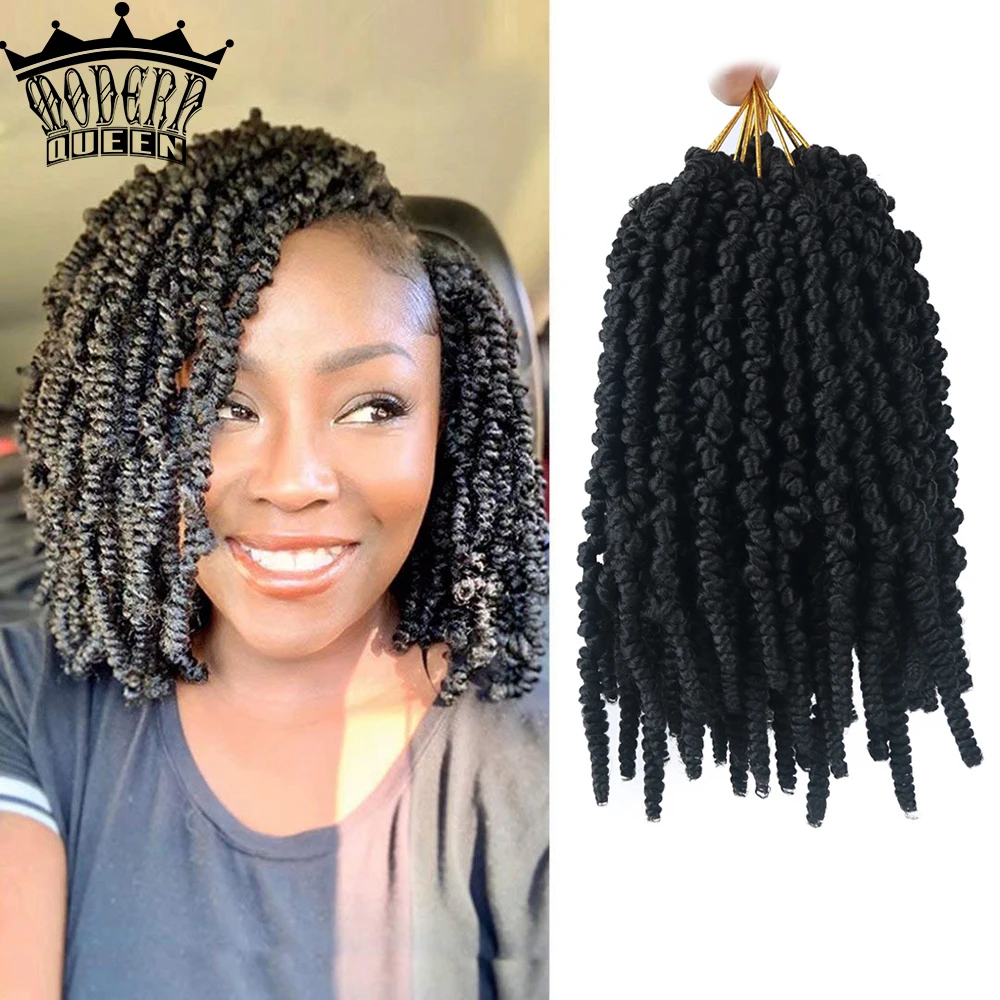 

MODERN QUEEN 8 inch Spring Twist Hair Pre-twisted Passion Twists Crochet Braids For Bob Short Curly Bomb Twist Braiding Hair