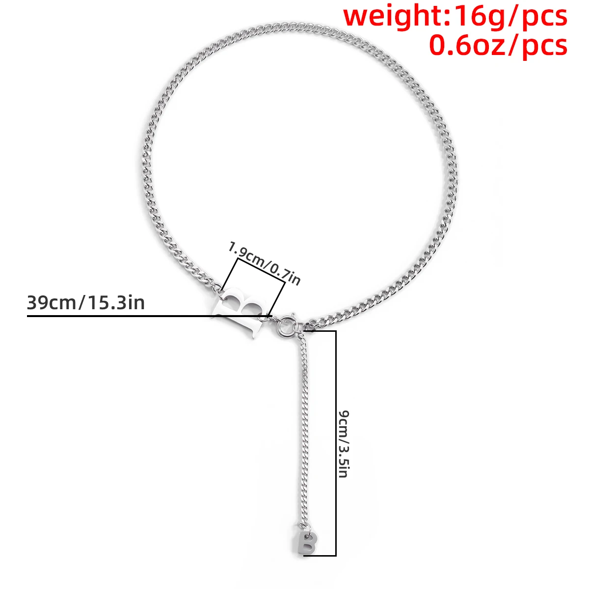 

Salircon Aesthetic Stainless Steel Letter B Pendant Necklace Goth Egirl Link Chain Sweater Necklace for Women Jewelry Gift 2021