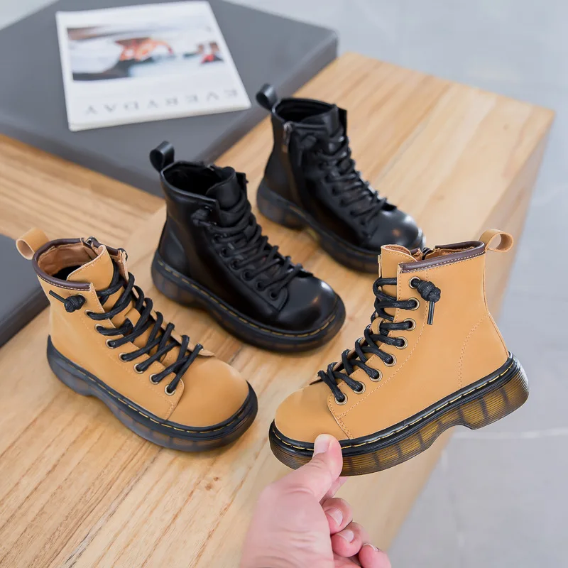

Winter Children's Leisure Velvet Snow Boots Fashion Middle-cut Martin Boots Children's Shoes