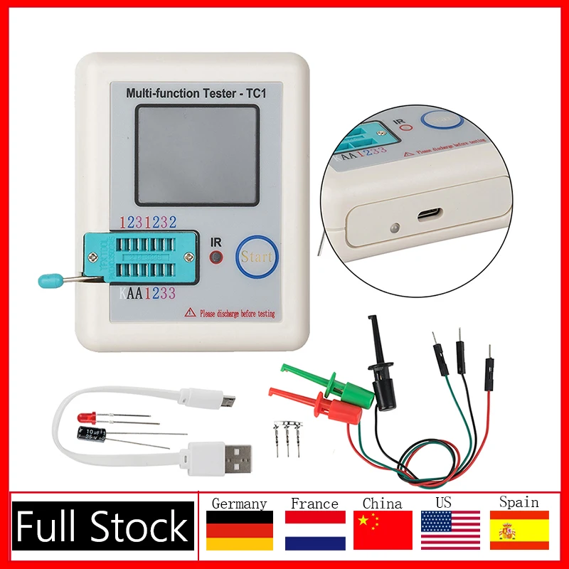 LCR TC1 3 5 дюймовый цветной дисплей Многофункциональный тестер транзисторов с TFT