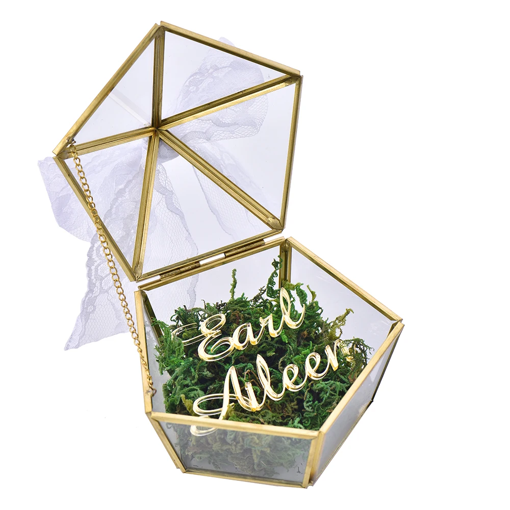 Персонализированные Выгравированные Свадебные стеклянные кольца коробка