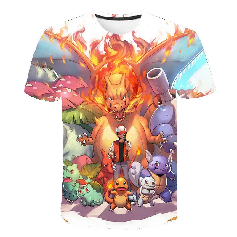 Camiseta de Pokémon para hombre, ropa 3D estéreo de manga corta de Pikachu, camiseta de dibujos animados para niño, Tops de moda de Anime