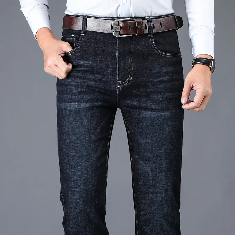 Новинка 2020 мужские черные и синие модные джинсы деловые повседневные Стрейчевые
