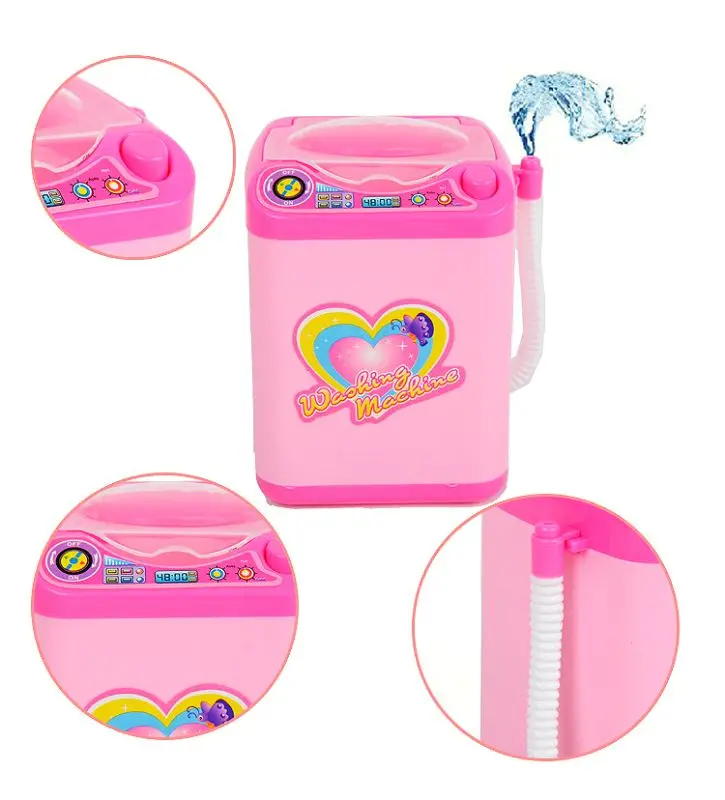 Mini Electric Simulation Play House Pretend Toy Cosmetic Washing Machine Makeup Brushes Cleaner Cleaning Washer Tool for kid