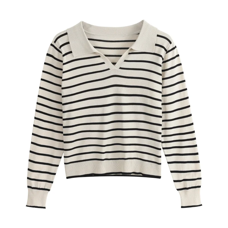 Полосатая футболка с длинным рукавом свитер женский Ранняя осень 2021 Новинка