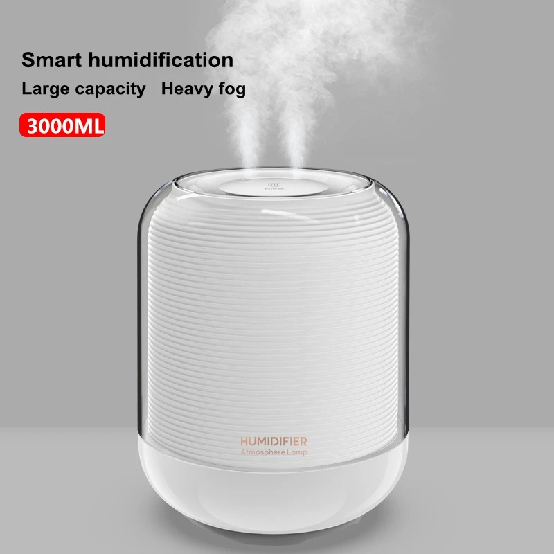 3000ml home air humidifier heavy fog double nozzle usb ultrasonic aroma diffuser with led lamp large capacity mist maker fogger free global shipping