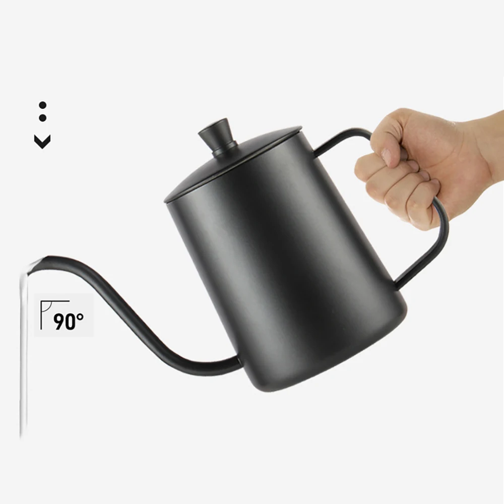 

Coffee Drip Kettle Food Grade Stainless Steel Tea Pot Maker Infusion Non-Stick Gooseneck Long Mouthwith Lid Teapot 350ML