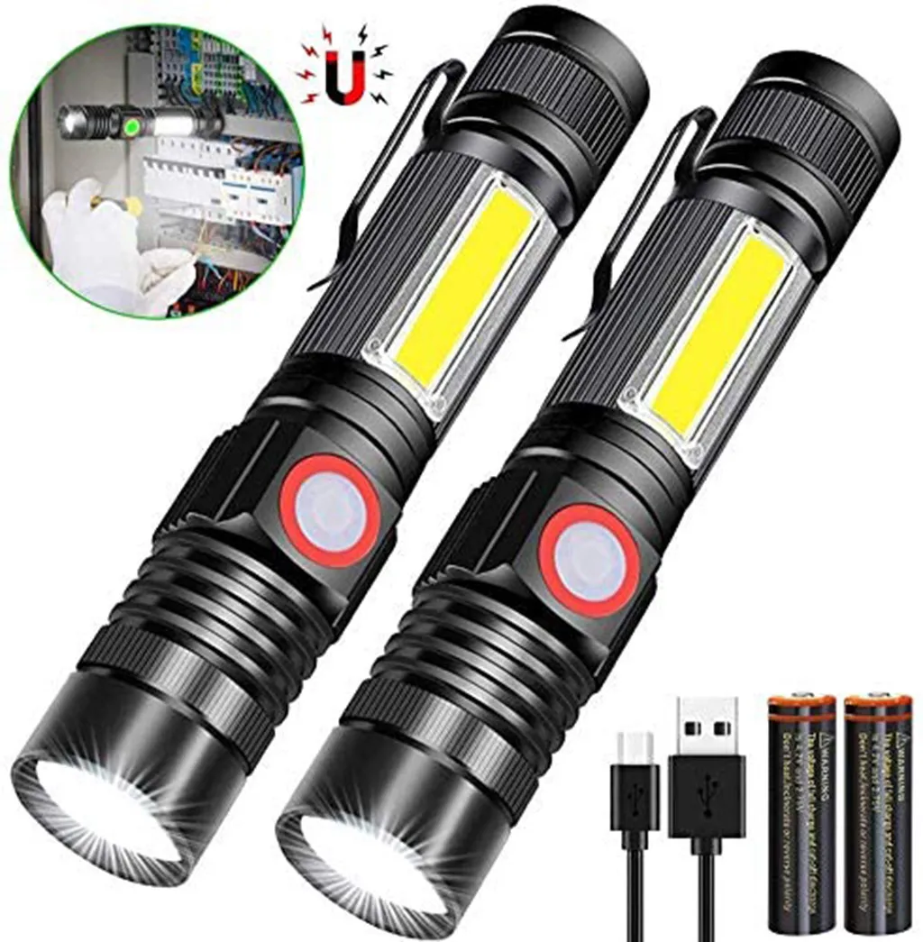 2 мини перезаряжаемый светодиодный фонарик лампа водонепроницаемый USB (с