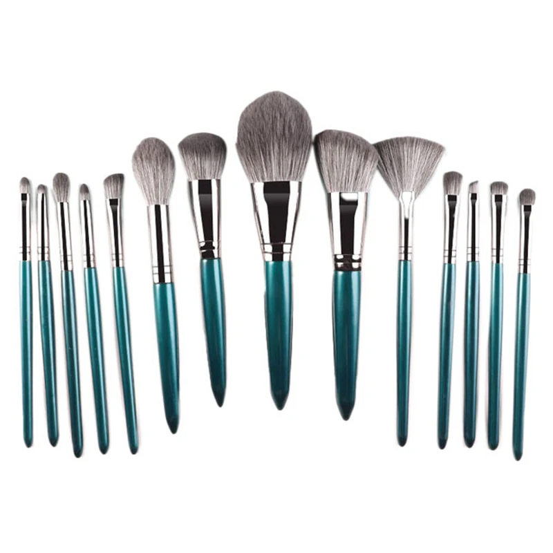 

Набор кистей для макияжа 14 шт./компл., набор для нанесения основы под макияж, пудры, румян, теней для век, смеси губ, деревянные кисти для макия...