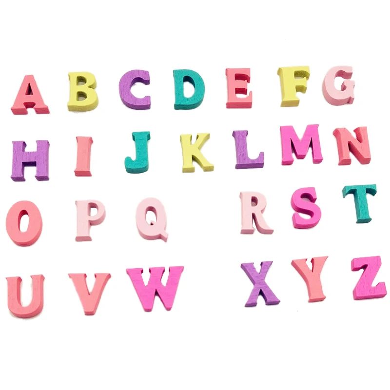 Буквы 100 шт + цифры цветные деревянные аксессуары для украшения дома DIY ремесла
