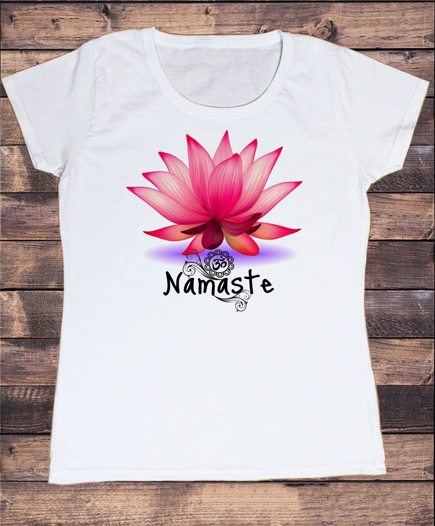 Женская белая футболка дзэн Лотос цветок Намасте духовная медитация Йога Ts107