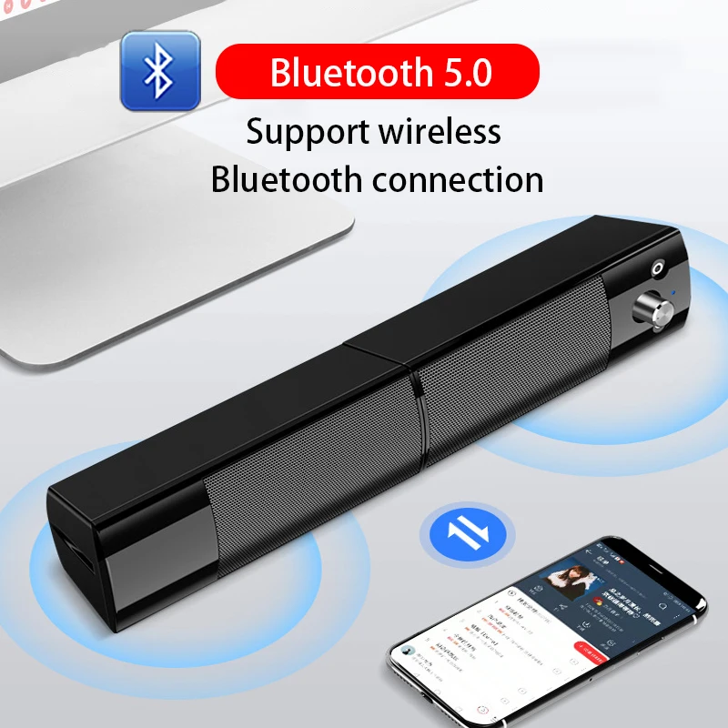 

V-117 USB Soundbar Wireless Bluetooth Speaker PC Home Theater System Surround Sound Bar for tv External Mic Computer Speakers