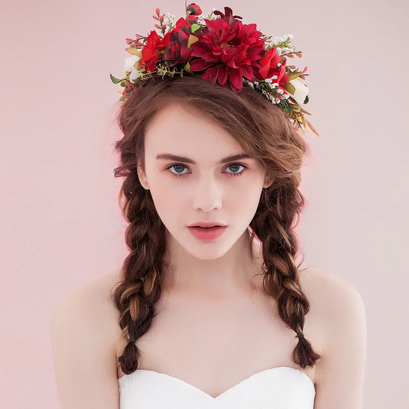 Свадебные аксессуары для волос невесты имитация цветов диадема венок летняя