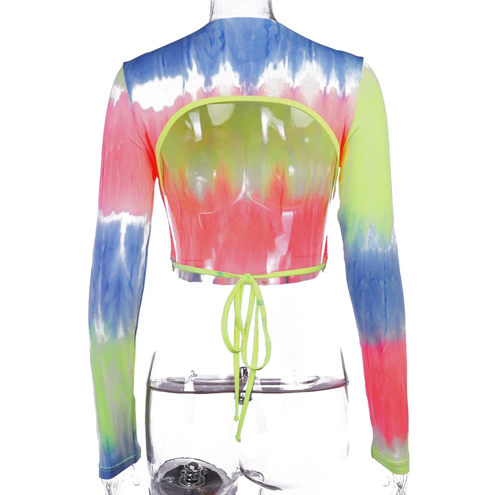 Женская весенне-осенняя полая футболка с длинными рукавами и завязками | одежда