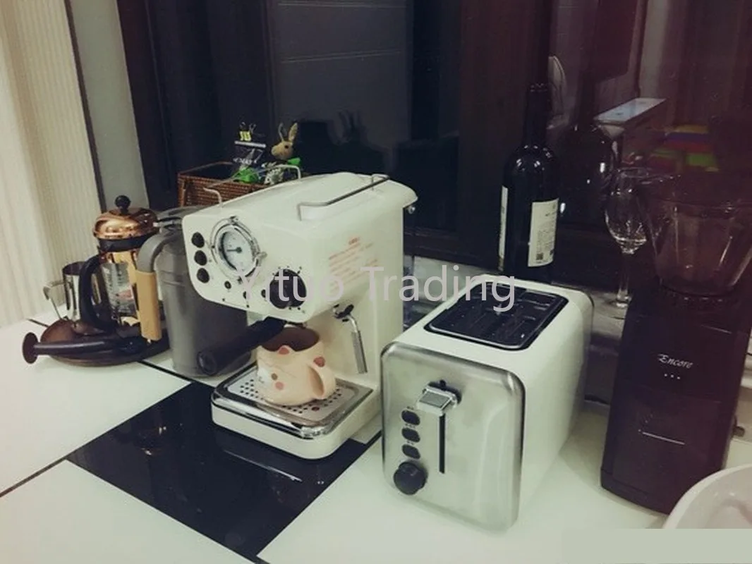 Household Pressure Coffee Machine 15bar High Power Steam Type Small Milk Froth Mini Semi-automatic Retro Espresso | Бытовая техника