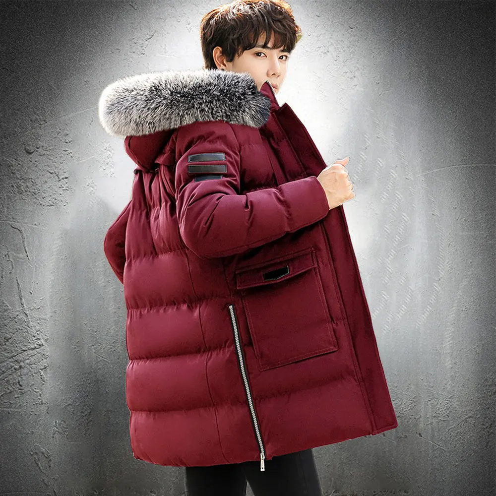 

Winter Parka Jacket Men Winter Fur Collar Hood Jacket Thick Cotton Padded Puffer Jacket Outdoor Coat Men Warm Parkas Coat 2021